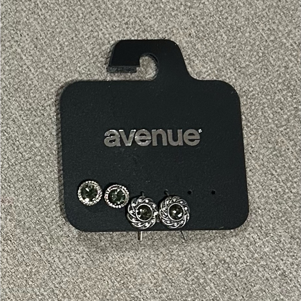 Avenue Green and Silver Earring Set with a hint of green in the stone NWT